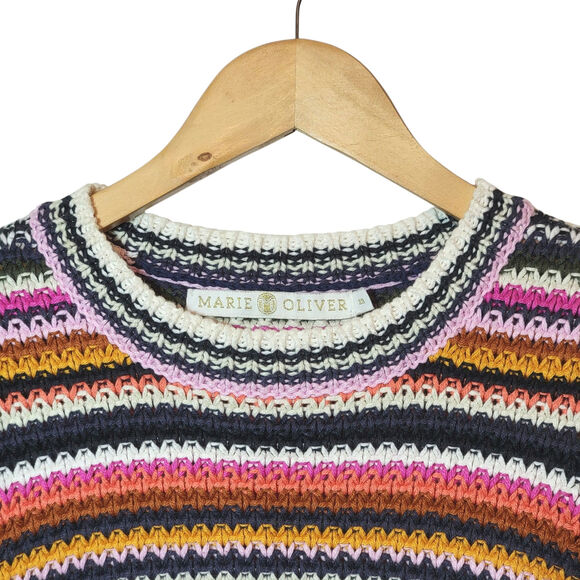 Marie Oliver Miley Rainbow Stripe Sweater Colorful Pullover Preppy Knit Size XS - Picture 3 of 13